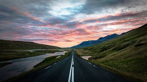 Sunset over Open Road, nature, roads, sunsets, landscapes, HD wallpaper ...