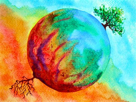 Global Warming Climate Change Abstract Art Spiritual Mind Watercolor Painting Illustration ...