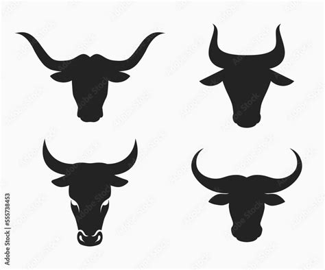 Silhouette Bull Head Icon Vector. Buffalo Head, Cow Head Silhouette Icon Stock Vector | Adobe Stock