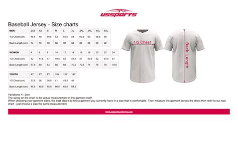 Baseball Jersey Size Chart (Cm) - Ussports Download Printable PDF | Templateroller