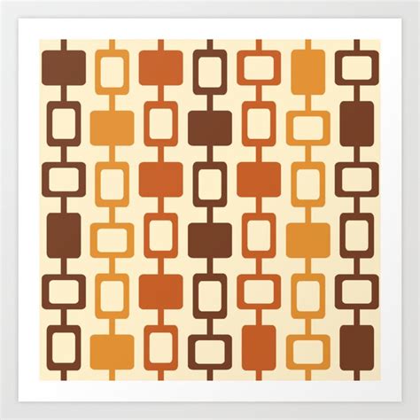 Mid Century Modern Square Columns Yellow Orange Brown Art Print by Kay Cordingly | Society6