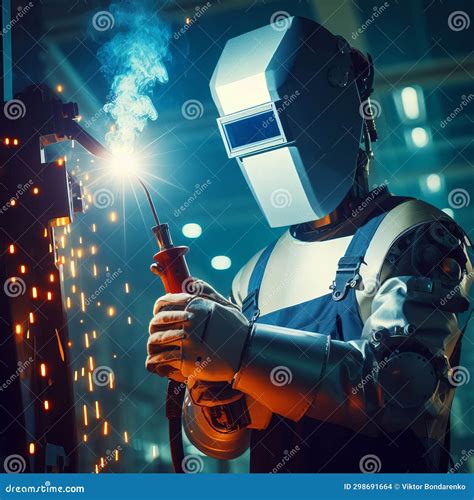 Robot Welder Welds a Part at a Factory Stock Photo - Image of machine, technology: 298691664