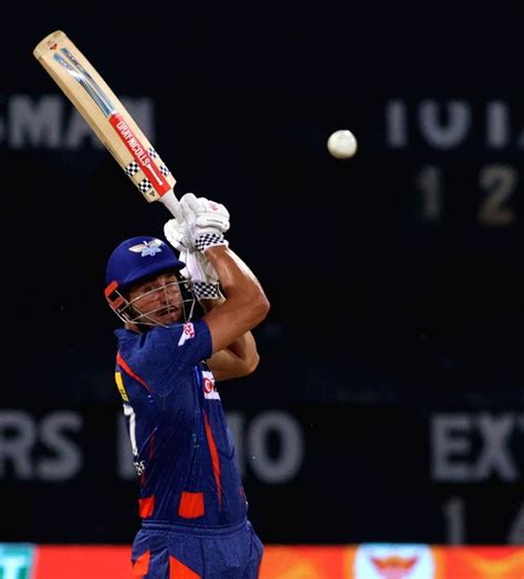 Lucknow : LSG batsman Marcus Stoinis plays a shot during the IPL 2023 cricket match