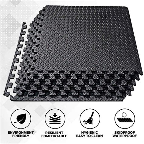 12PCS Mat Foam Exercise Mats, Gym Flooring Mat, Interlocking Puzzle EVA ...