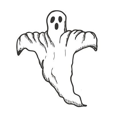 Hand Drawn Doodle Halloween Ghost. Black And White Pen Objects Stock Clipart | Royalty-Free ...