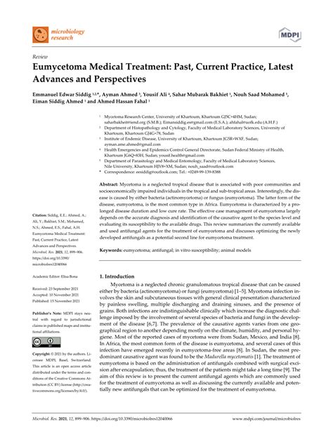 (PDF) Eumycetoma Medical Treatment: Past, Current Practice, Latest ...