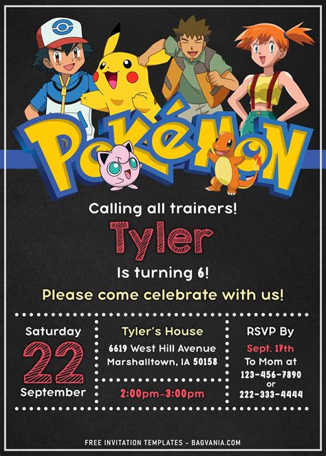 11+ Awesome Pokemon Chalkboard Invitation Templates For Boys Birthday ...