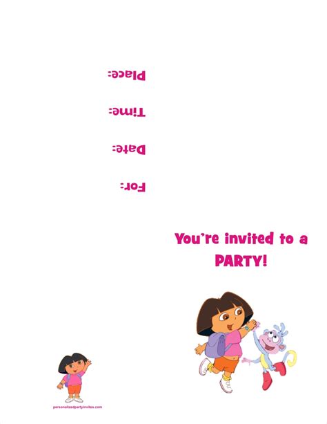 Personalized Party Invites News - Free Printable Dora the Explorer ...