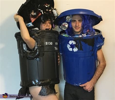 Trash Can & Recycle Can Couple Costume