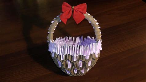 3D origami basket with handle master class (tutorial) - YouTube