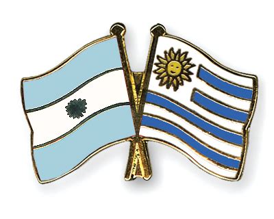 Crossed Flag Pins Argentina-Uruguay Flags