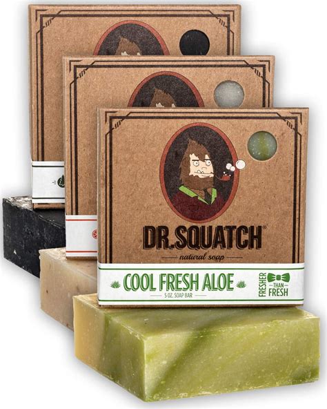 Dr. Squatch Men's Soap Sampler Pack (3 Bars) – Pine Tar, Cedar Citrus, Cool Fresh Aloe Bars ...