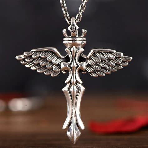 Sterling Silver Angel Wings Pendant Necklace - VVV Jewelry