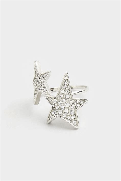 Silver Star Diamante Ring | Yours Clothing