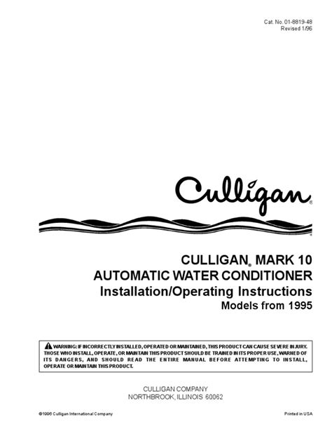 Culligan Water Conditioner 1994-1998 | PDF | Valve | Timer