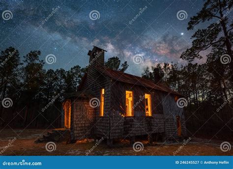 Night Sky Over Abandoned Church Stock Image - Image of country ...