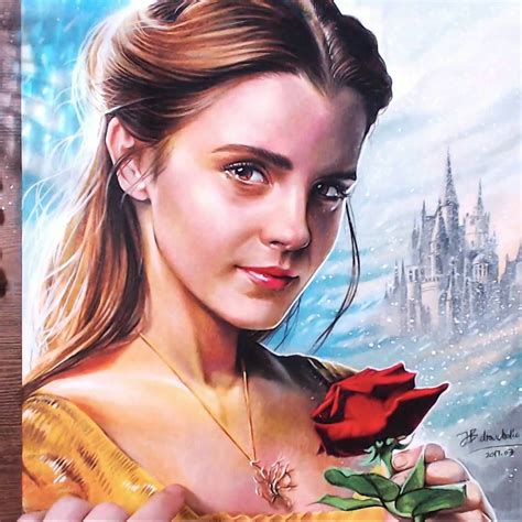 Instagram의 drawholic님: “Beauty and the Beast : Belle (Emma Watson) - colored pencil drawing # ...
