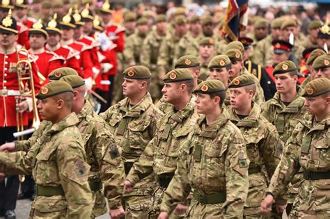 Soldiers from the 1st Battalion the Duke of Lancaster's Regiment march ...