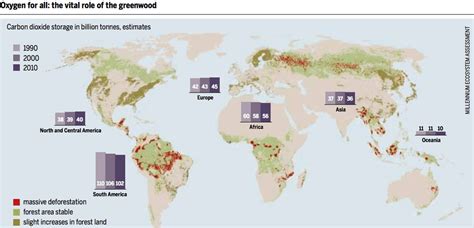 World map of deforestation status since 1990 and change in carbon dioxide storage. [1271x721 ...