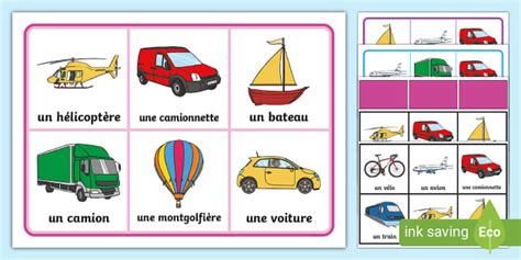 Jeu de loto sur les moyens de transport (teacher made)