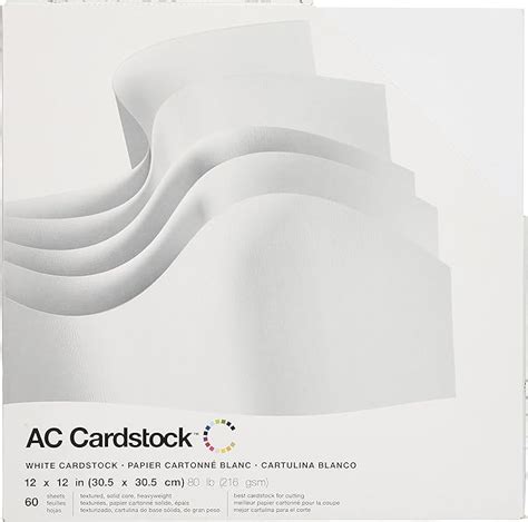 American Crafts 12 x 12-inch White AC Cardstock Pack by | Includes 60 ...