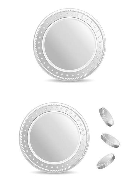 Realistic silver coins vector set.