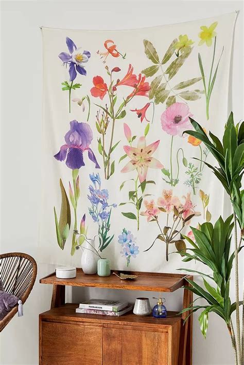 Photoreal Botanical Floral Tapestry | Tapestry, Tapestry wall hanging ...