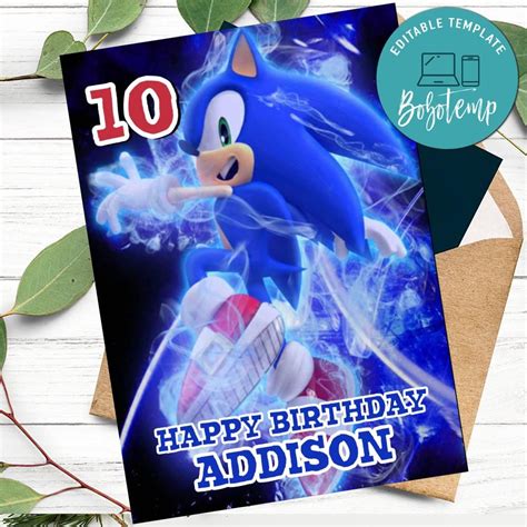 Sonic Hero Birthday Card for Your Kids to Print at Home DIY | Bobotemp