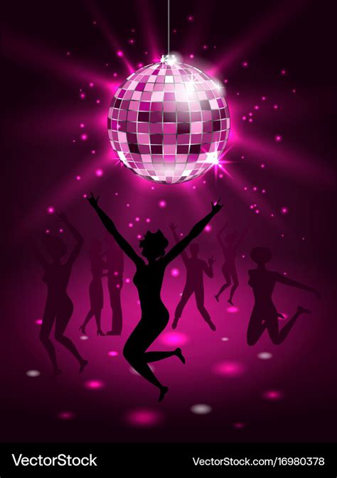 Silhouette people dancing in night-club disco Vector Image