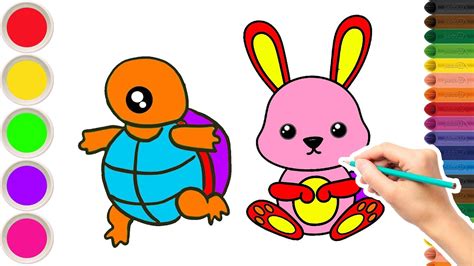 Let's draw and color a turtle and a rabbit and listen to the story of The Hare And The Tortoise ...