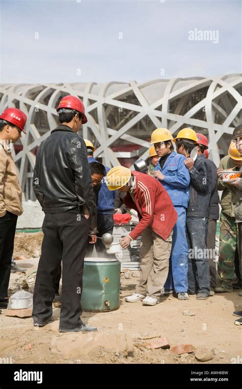 Workers on 2008 Beijing Olympic Stadium Construction Site Taken in March 2008 Stock Photo - Alamy