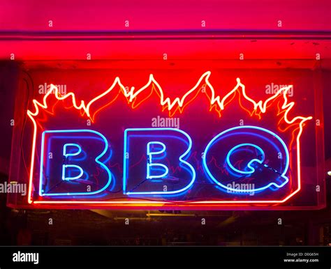 neon BBQ sign Stock Photo - Alamy