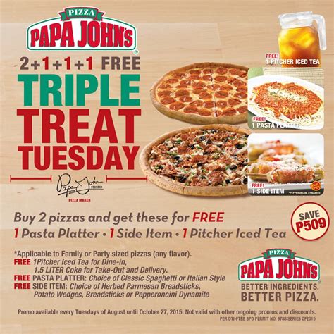 Papa John's Triple Treat Tuesday: Buy 2 Pizzas and Get Pasta, Sides ...