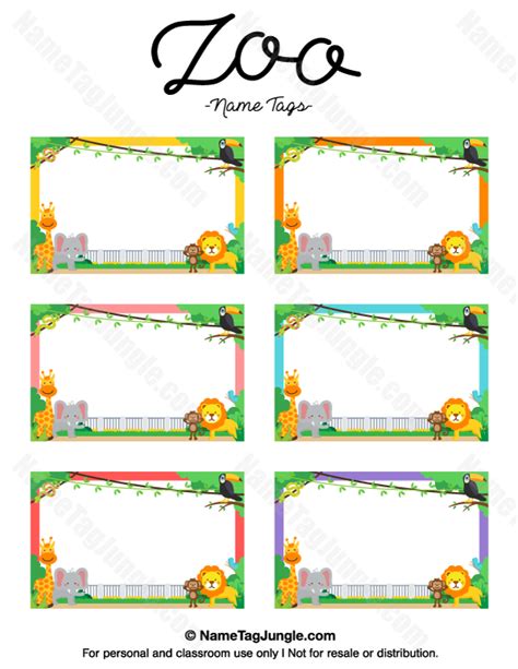 Printable Zoo Name Tags