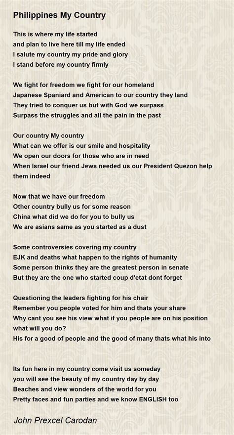 Philippines My Country - Philippines My Country Poem by John Prexcel Carodan