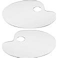 2pcs Reusable Clear Acrylic Paint Palette Set of Two 8 x 11.8 Inch Oval Shaped Artist Painting ...