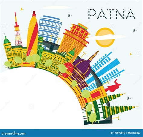 Patna India City Skyline with Color Buildings, Blue Sky and Copy Space ...