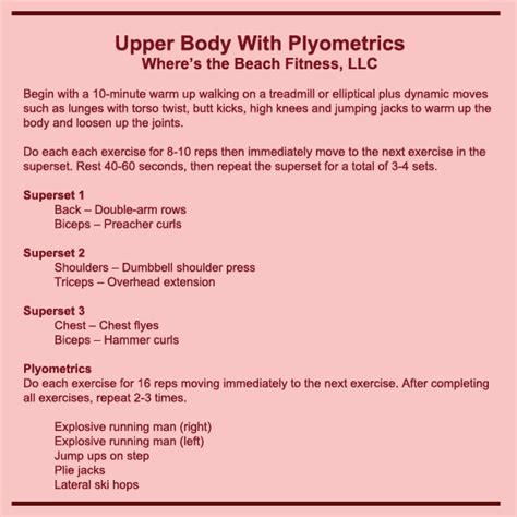 Upper Body With Plyometrics - Where's the Beach Fitness Plyometric Workout, Plyometrics, Butt ...