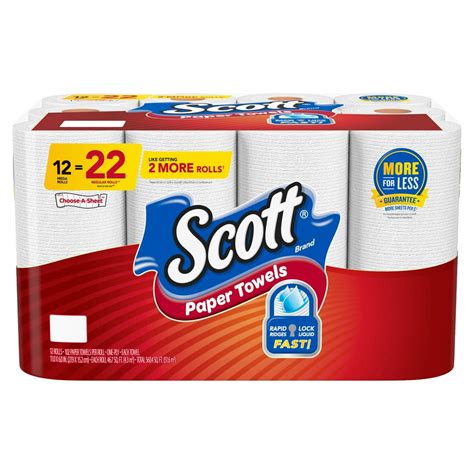 Scott Paper Towels, Choose-A-Sheet - 12 Mega Rolls = 22 Regular Rolls ...