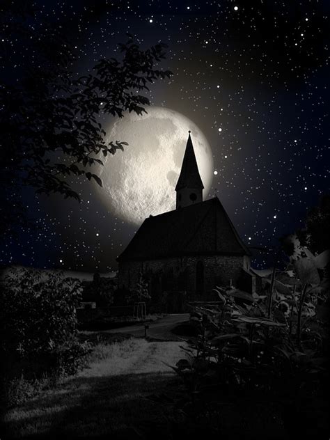 Free stock photo: Church, Moon, Night, Shadow, Star - Free Image on Pixabay - 65183