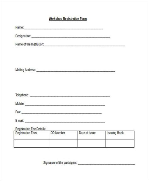 Downloadable Signup Form Printable Registration Form Template Word - Printable Forms Free Online