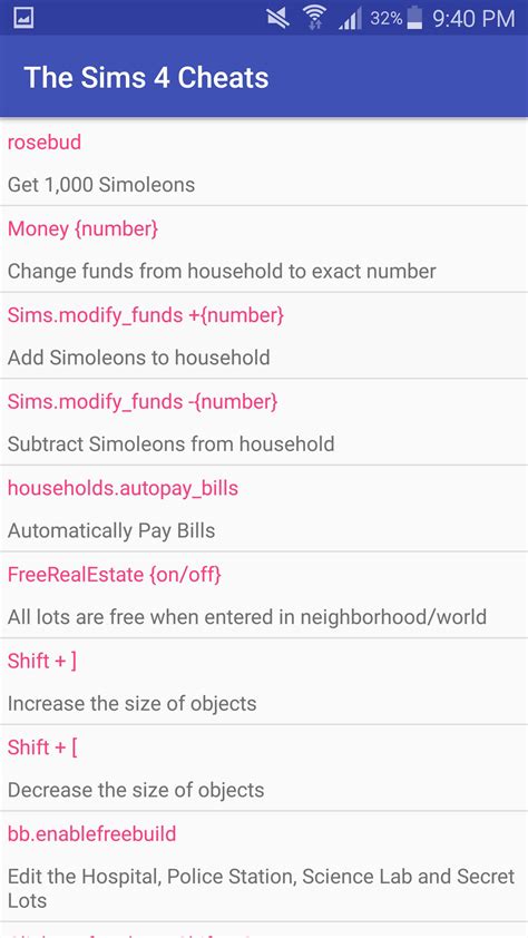 sims 4 cheat codes APK for Android Download