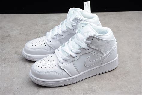 Girls Air Jordan 1 Mid GS White/Pure Platinum 554724-104 | Jordans 2019 Cheap