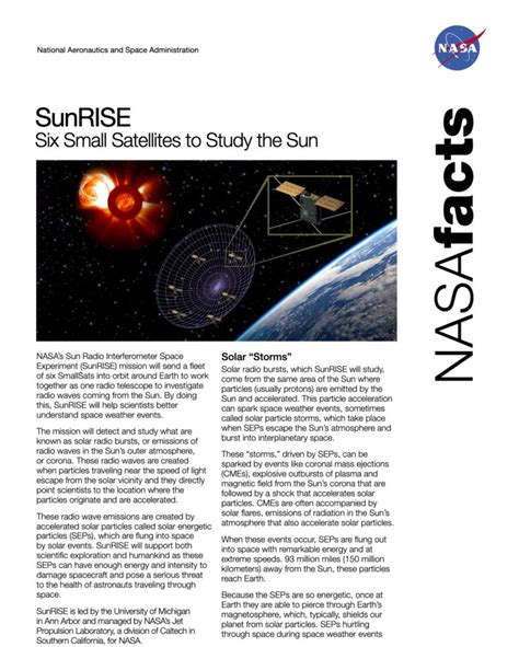 NASA Facts: SunRISE | Six Small Satellites to Study the Sun - NASA Science