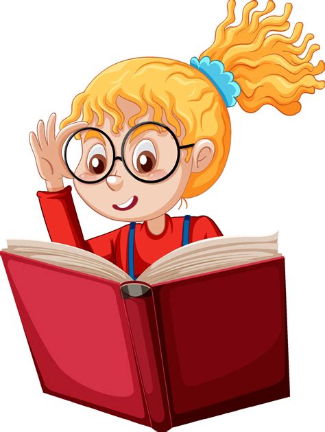 Cartoon student girl reading a book 10958934 Vector Art at Vecteezy