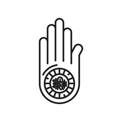 Jainism religion symbol, Ahimsa hand Dharmachakra 25448719 Vector Art at Vecteezy