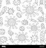 Coloring Seamless Pattern With bacteria And Viruses Vector Design  sketch template