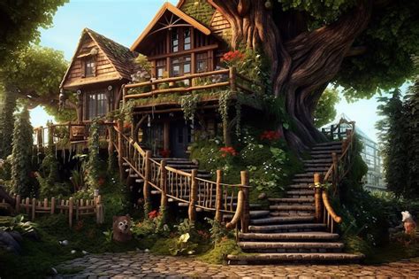 Premium AI Image | House in the woods wallpapers and images