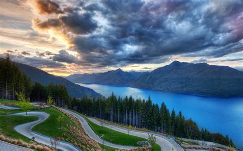 nature, Landscape, Clouds, Road, Mountains, Photography, Trees, River, New Zealand Wallpapers HD ...