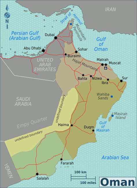 Detailed road and administrative map of Oman. Oman detailed road and administrative map ...